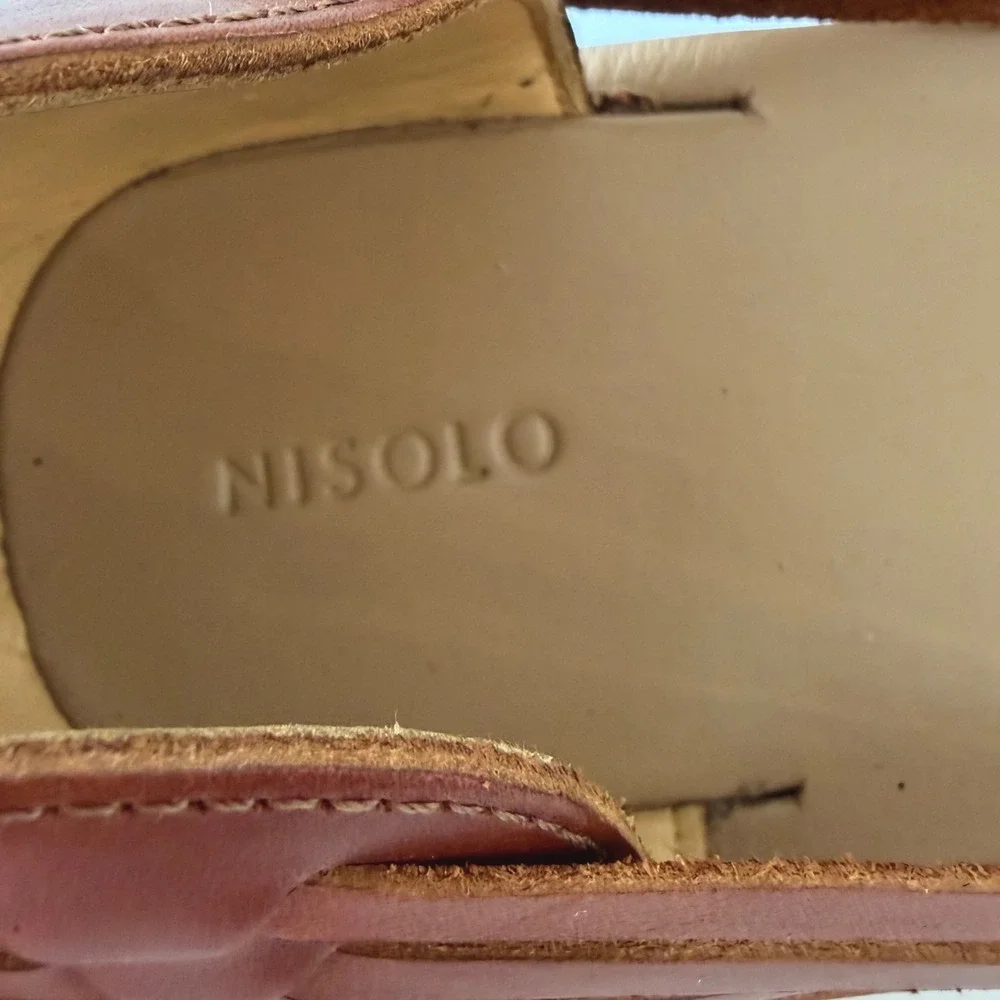 Nisolo Mens Boho Huarache Sandals Brandy Brown Leather Hand Crafted Slip On 11